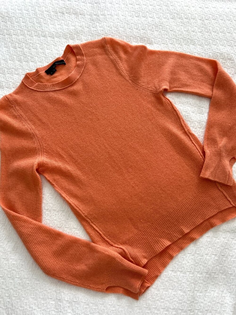 360 Cashmere Coral Orange Textured Knit Crewneck Sweater - Size Medium